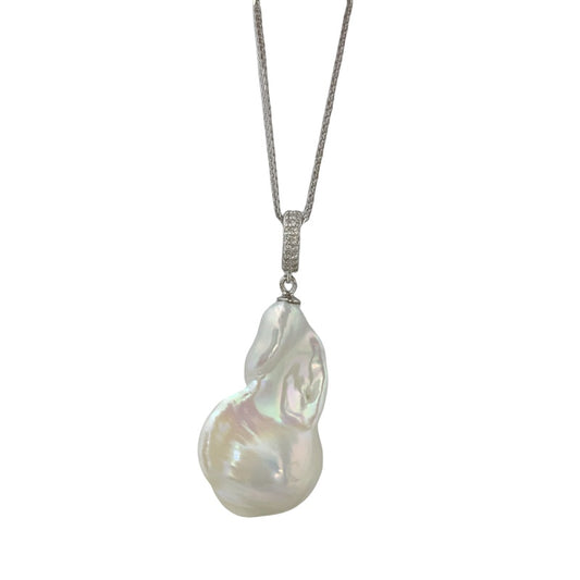 Handmade natural baroque pearl pendant necklace