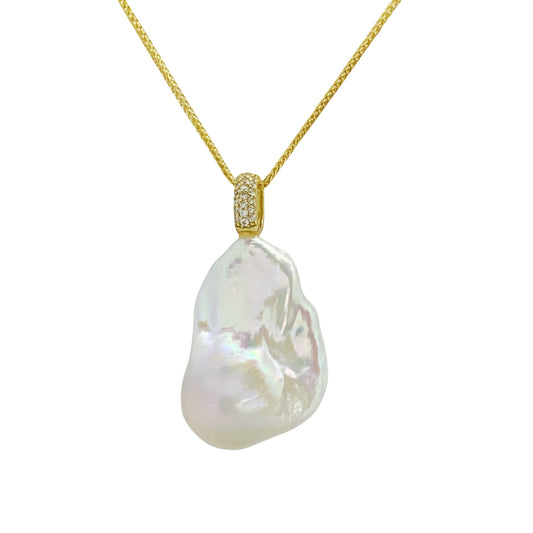 Handmade freshwater baroque pearl pendant necklace