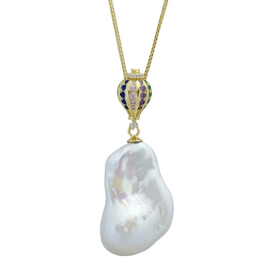 Handmade freshwater baroque pearl pendant necklace