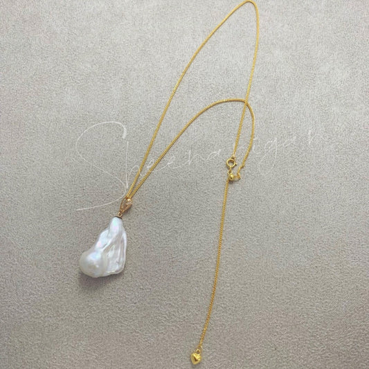 Handmade freshwater baroque pearl pendant necklace