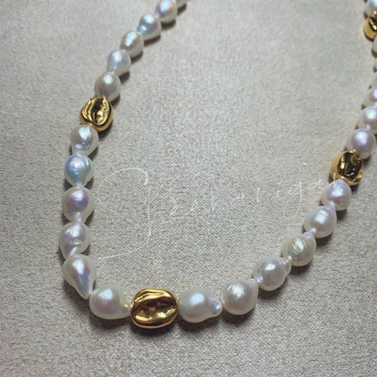 Handmade Baroque Necklace wtih gold accents - Sheenanigan