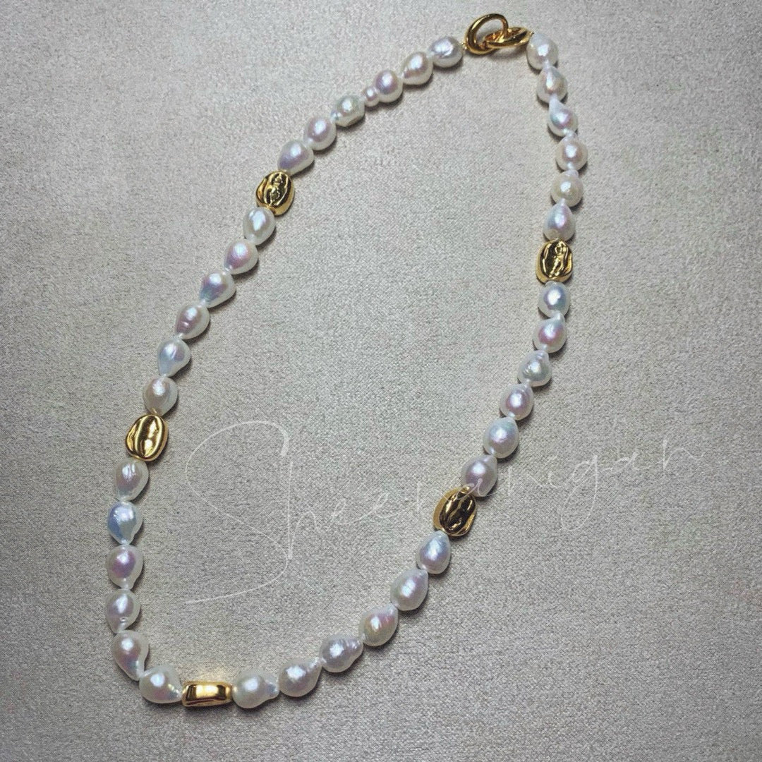 Handmade Baroque Necklace wtih gold accents - Sheenanigan