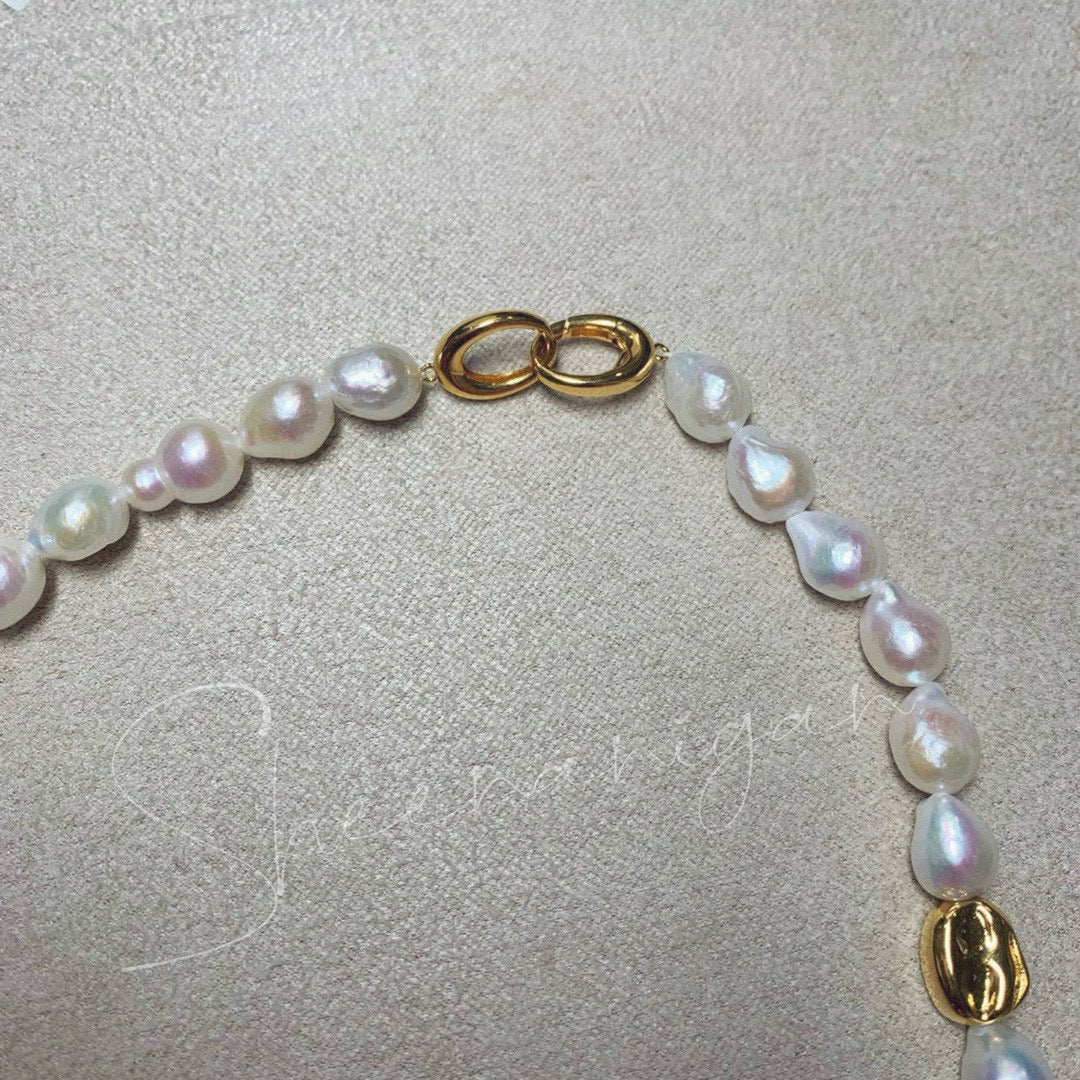 Handmade Baroque Necklace wtih gold accents - Sheenanigan