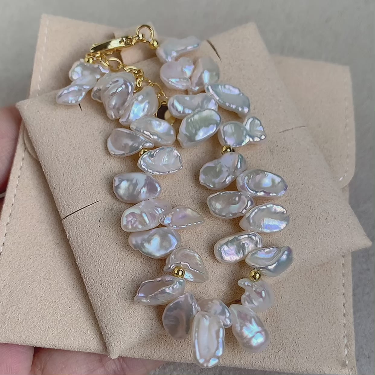 Handmade natural baroque pedal Bracelet