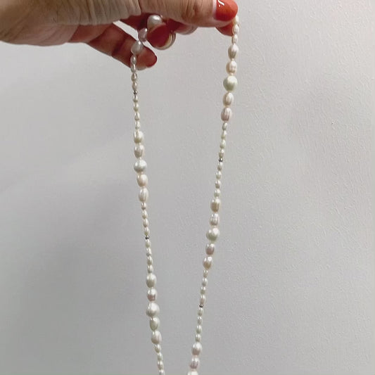 Handmade natural baroque pearls long sweater necklace